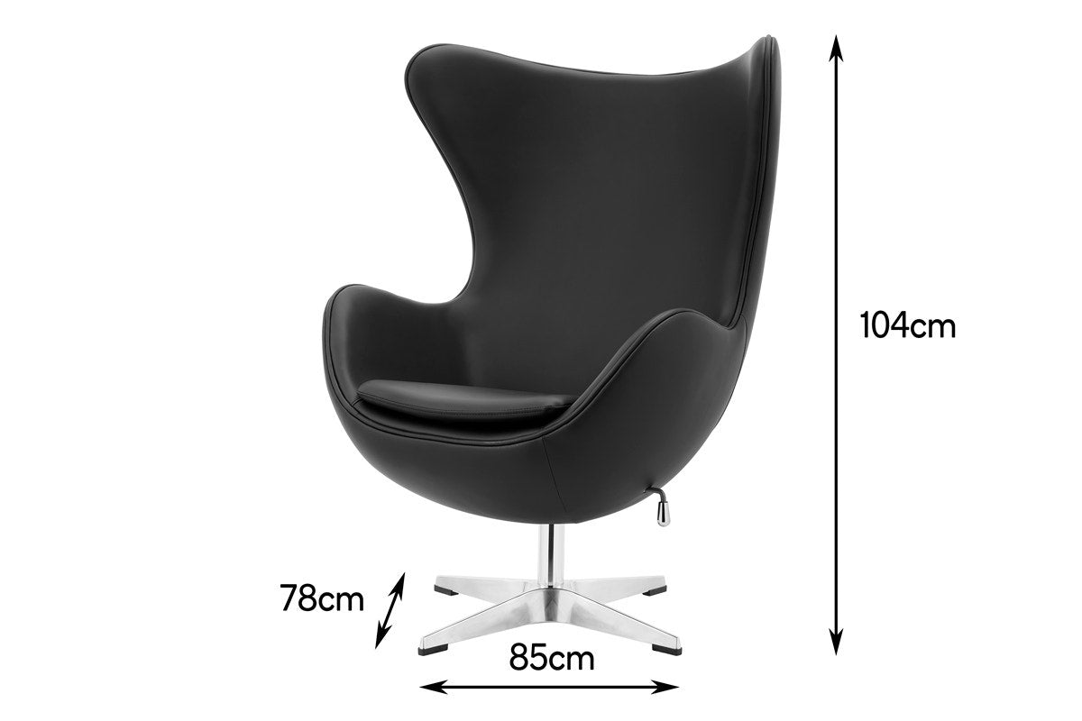 Matt Blatt Arne Jacobsen Egg Chair Premium Replica (Black Bonded Leather)