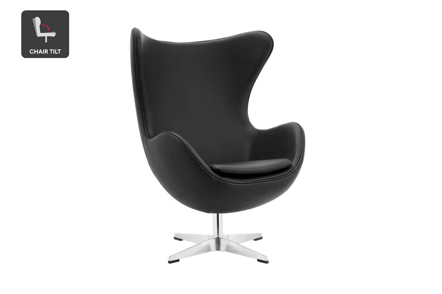 Matt Blatt Arne Jacobsen Egg Chair Premium Replica (Black Bonded Leather)