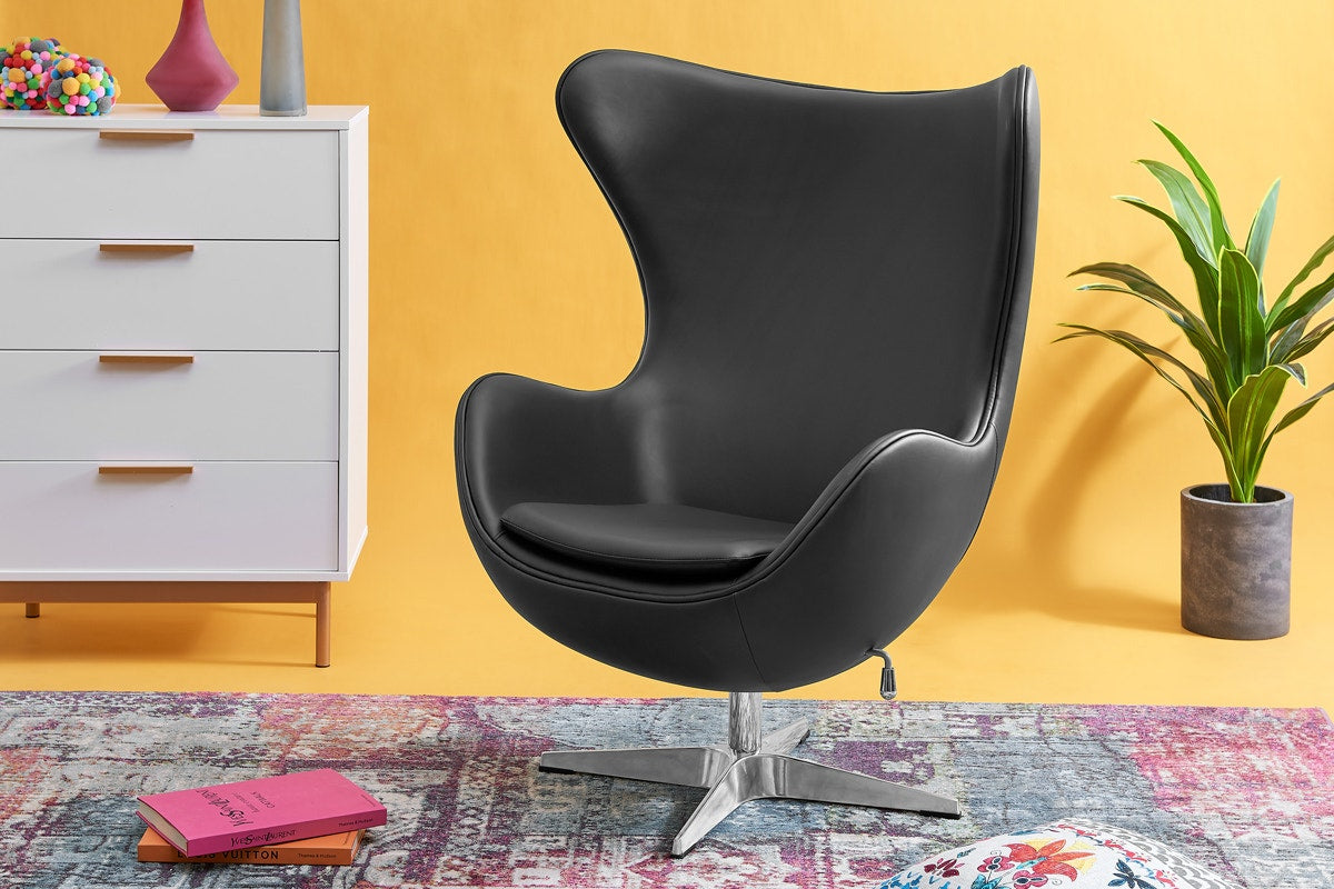 Matt Blatt Arne Jacobsen Egg Chair Premium Replica (Black Bonded Leather)