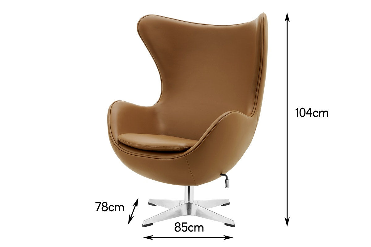 Matt Blatt Arne Jacobsen Egg Chair Premium Replica (Brown Bonded Leather)
