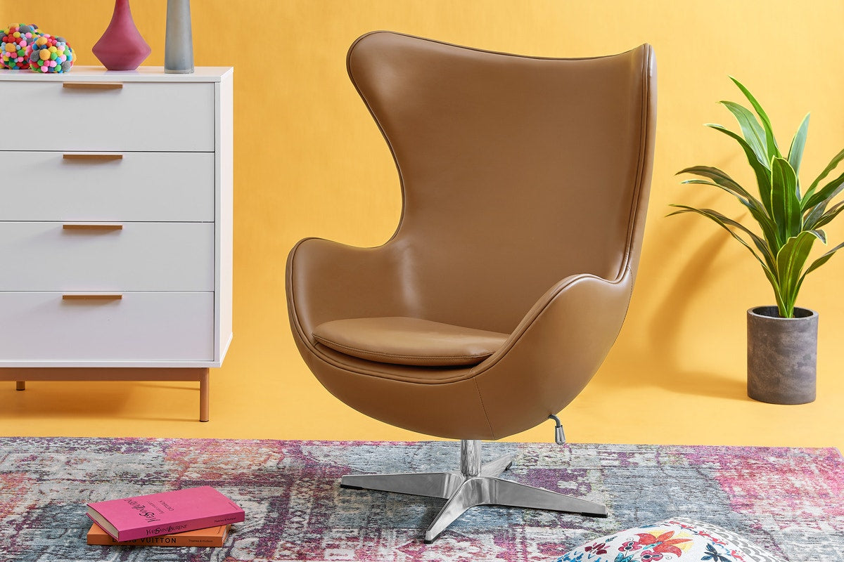 Matt Blatt Arne Jacobsen Egg Chair Premium Replica (Brown Bonded Leather)