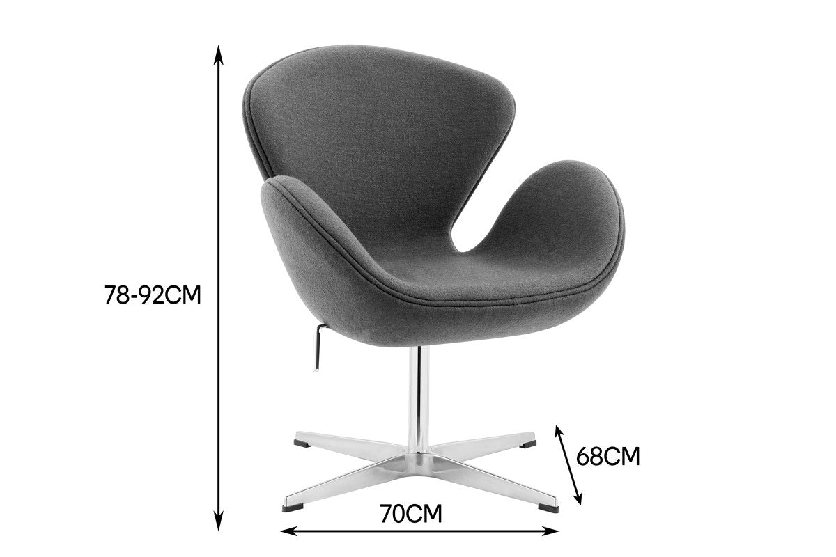 Matt Blatt Arne Jacobsen Height Adjustable Swan Chair Premium Replica (Grey)