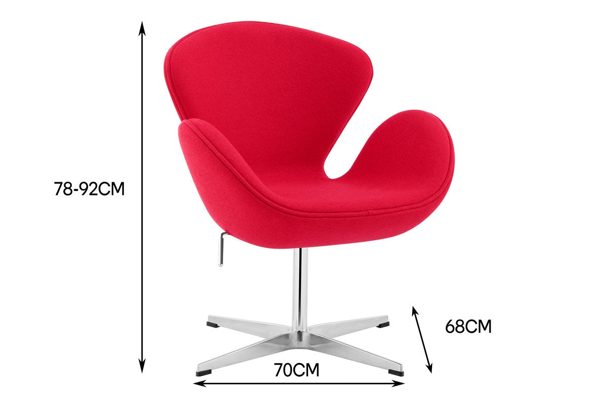 Matt Blatt Arne Jacobsen Height Adjustable Swan Chair Premium Replica (Red)