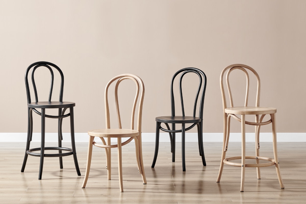 Set of 2 Matt Blatt Bentwood Chairs (Natural Beech/Board Seat)