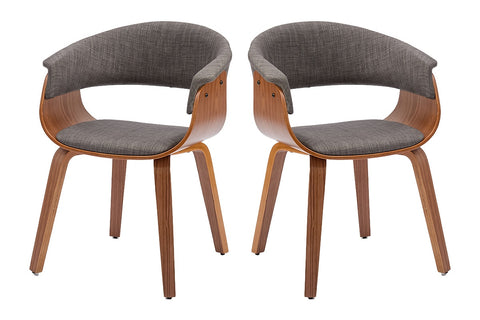 Set of 2 Matt Blatt Bentwood Upholstered Dining Chairs (Walnut)