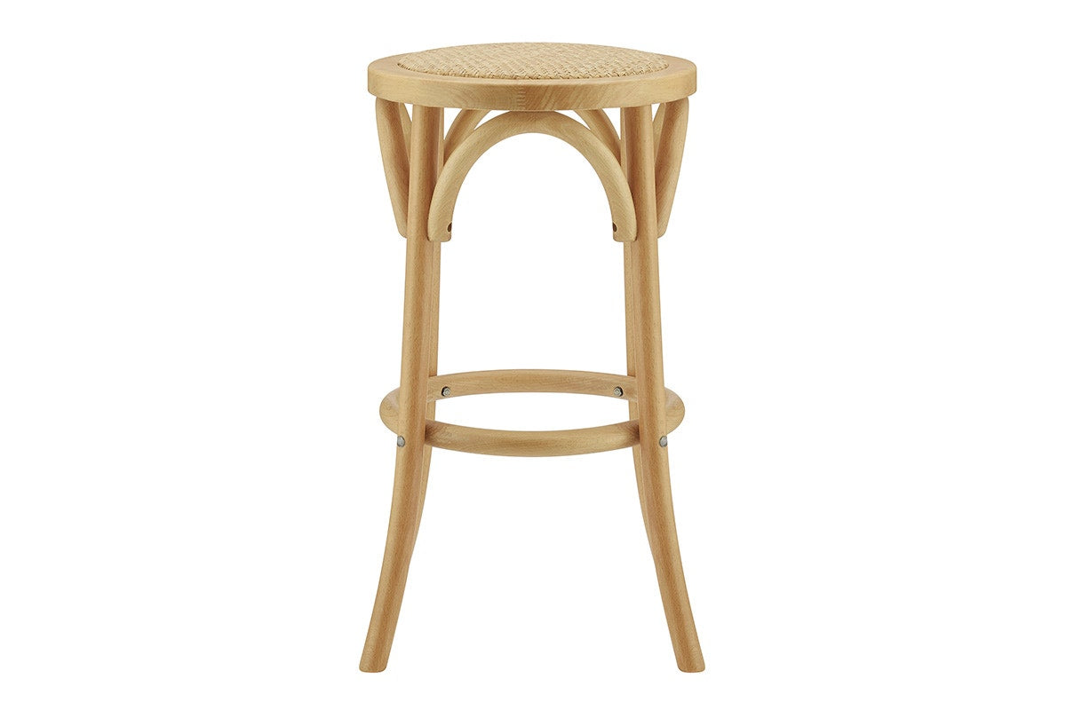 Matt Blatt Bentwood Backless Bar Stool (Natural Beech/Rattan Seat)