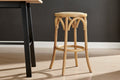 Matt Blatt Bentwood Backless Bar Stool (Natural Beech/Rattan Seat)
