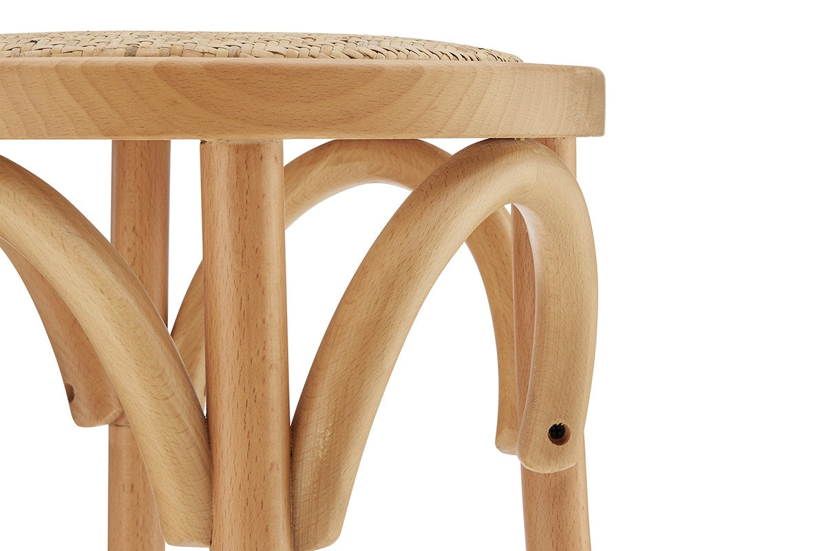 Matt Blatt Bentwood Backless Bar Stool (Natural Beech/Rattan Seat)