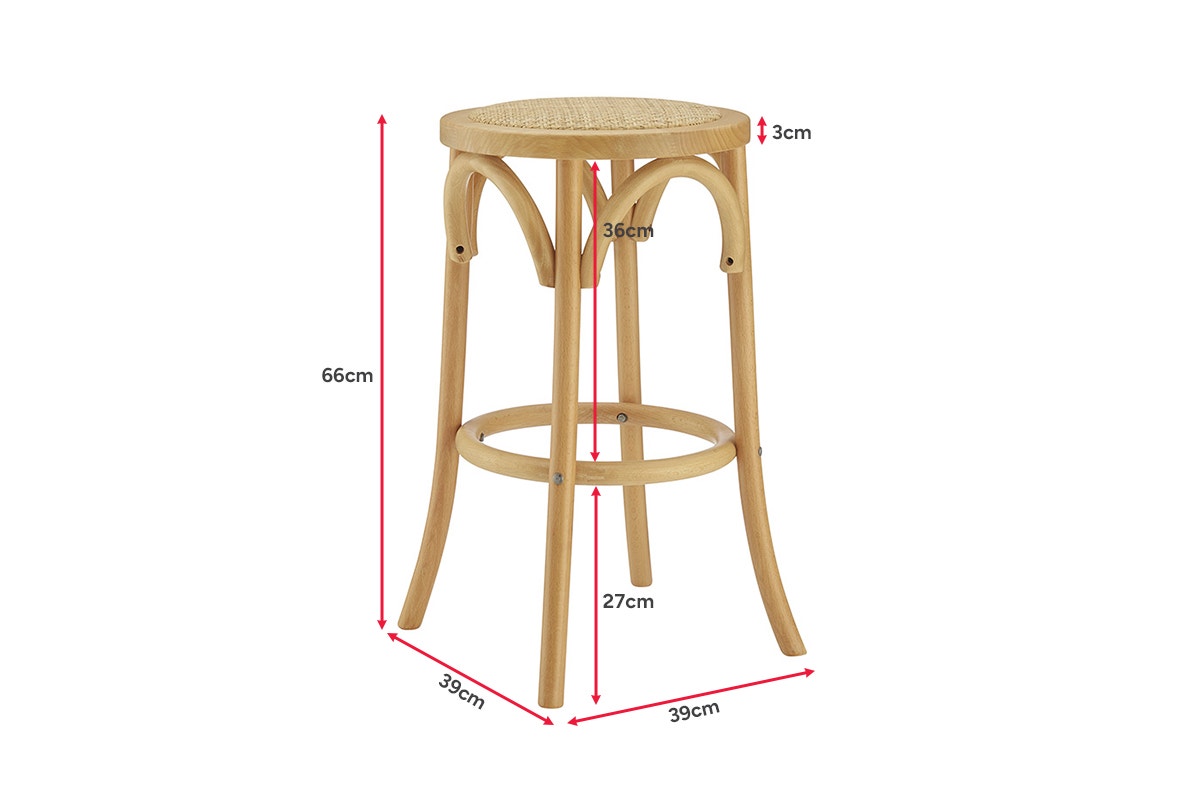 Matt Blatt Bentwood Backless Bar Stool (Natural Beech/Rattan Seat)