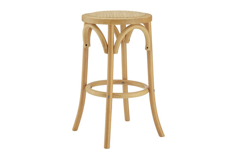 Matt Blatt Bentwood Backless Bar Stool (Natural Beech/Rattan Seat)