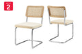 Set of 2 Matt Blatt Marcel Breuer Cesca Dining Chairs Replica (Rattan/Cream Velvet)
