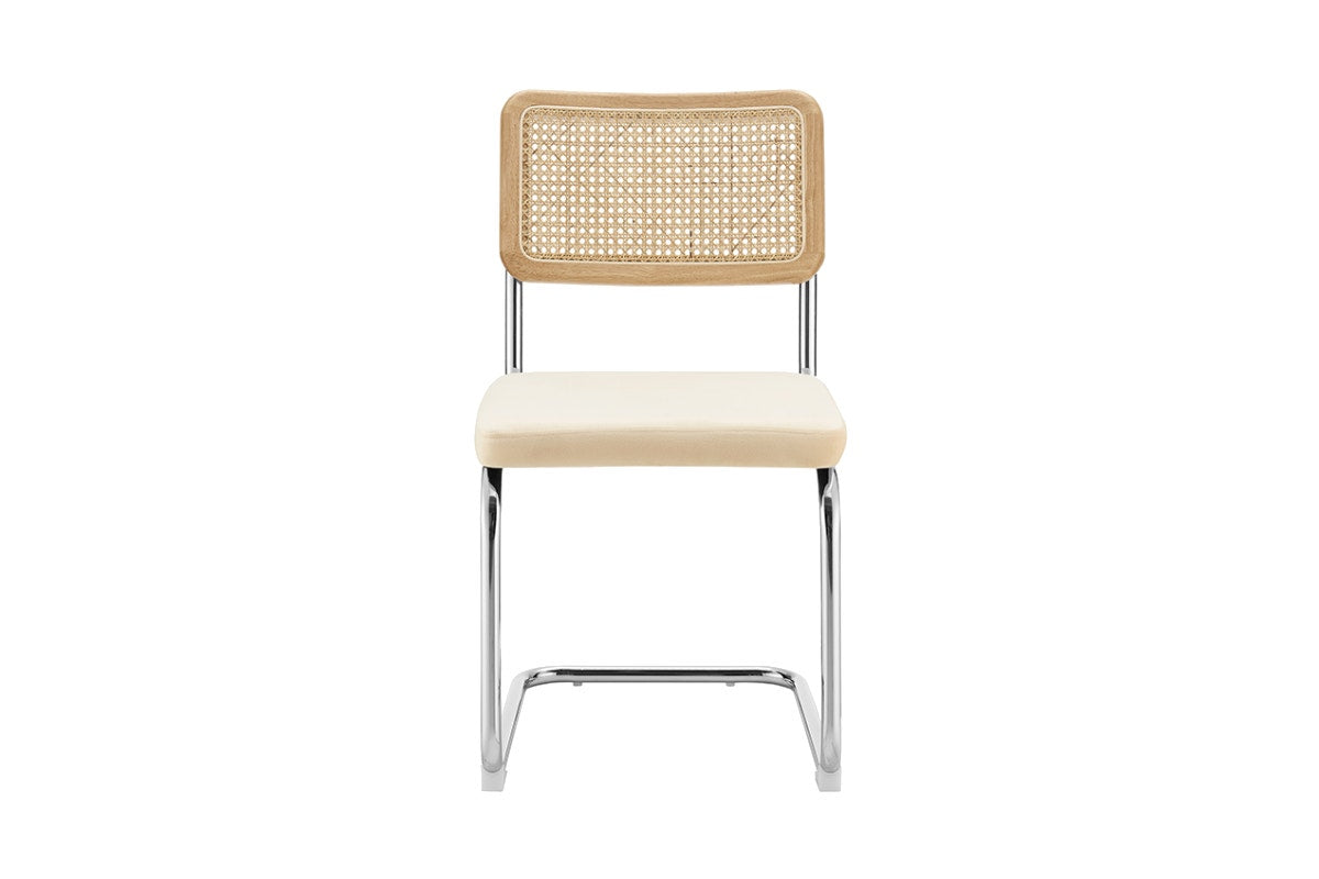Set of 2 Matt Blatt Marcel Breuer Cesca Dining Chairs Replica (Rattan/Cream Velvet)