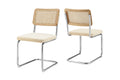 Set of 2 Matt Blatt Marcel Breuer Cesca Dining Chairs Replica (Rattan/Cream Velvet)