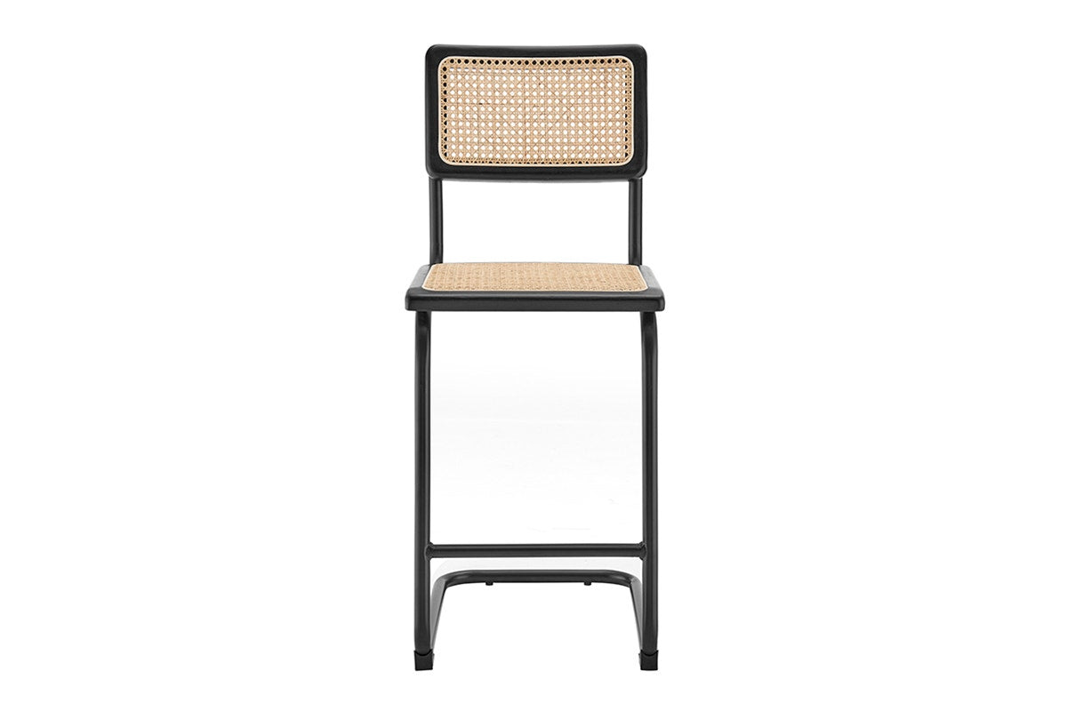 Set of 2 Matt Blatt Marcel Breuer Cesca Counter Stools Replica (Black/Rattan)