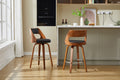 Set of 2 Matt Blatt Davian Faux Leather Swivel Bar Stools (Walnut)