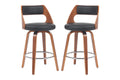 Set of 2 Matt Blatt Davian Faux Leather Swivel Bar Stools (Walnut)