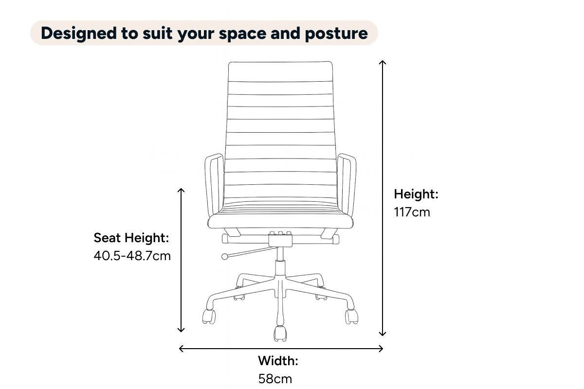 Matt Blatt Eames Replica High Back Leather Office Chair (Black/Chrome)