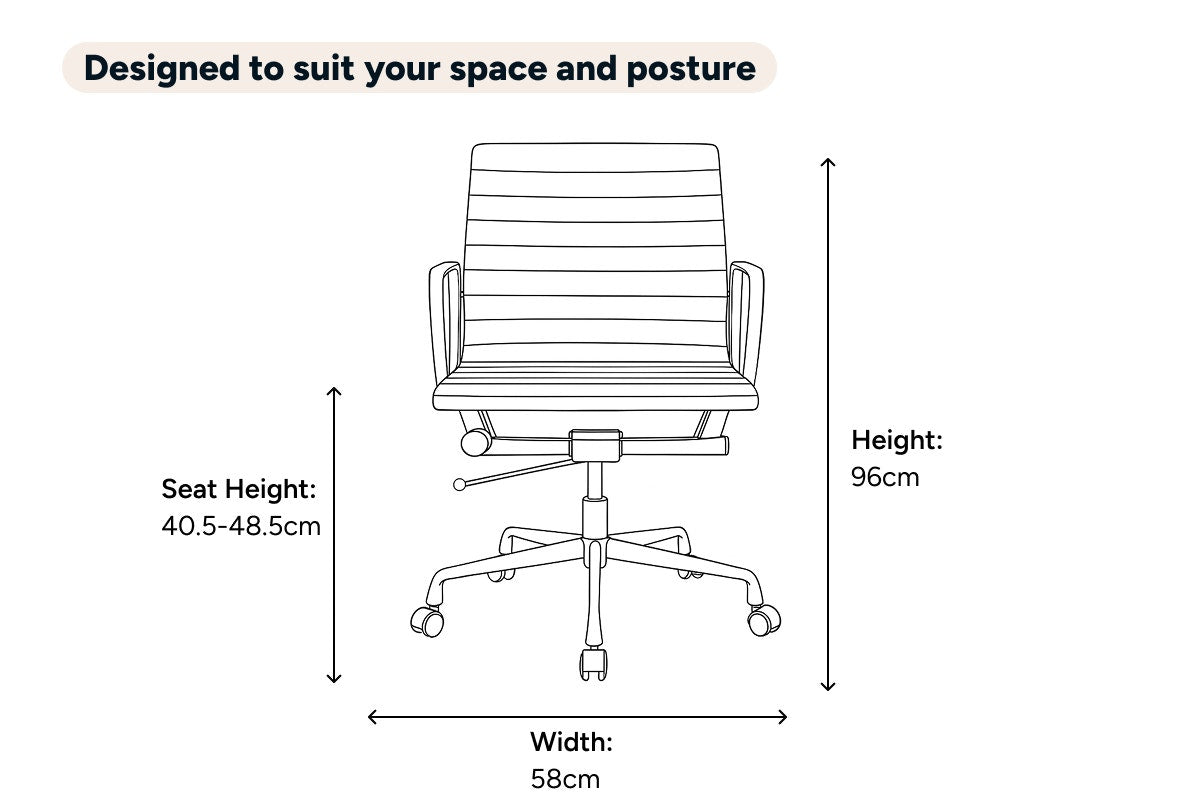 Matt Blatt Eames Replica Low Back Leather Office Chair (Black/Chrome)