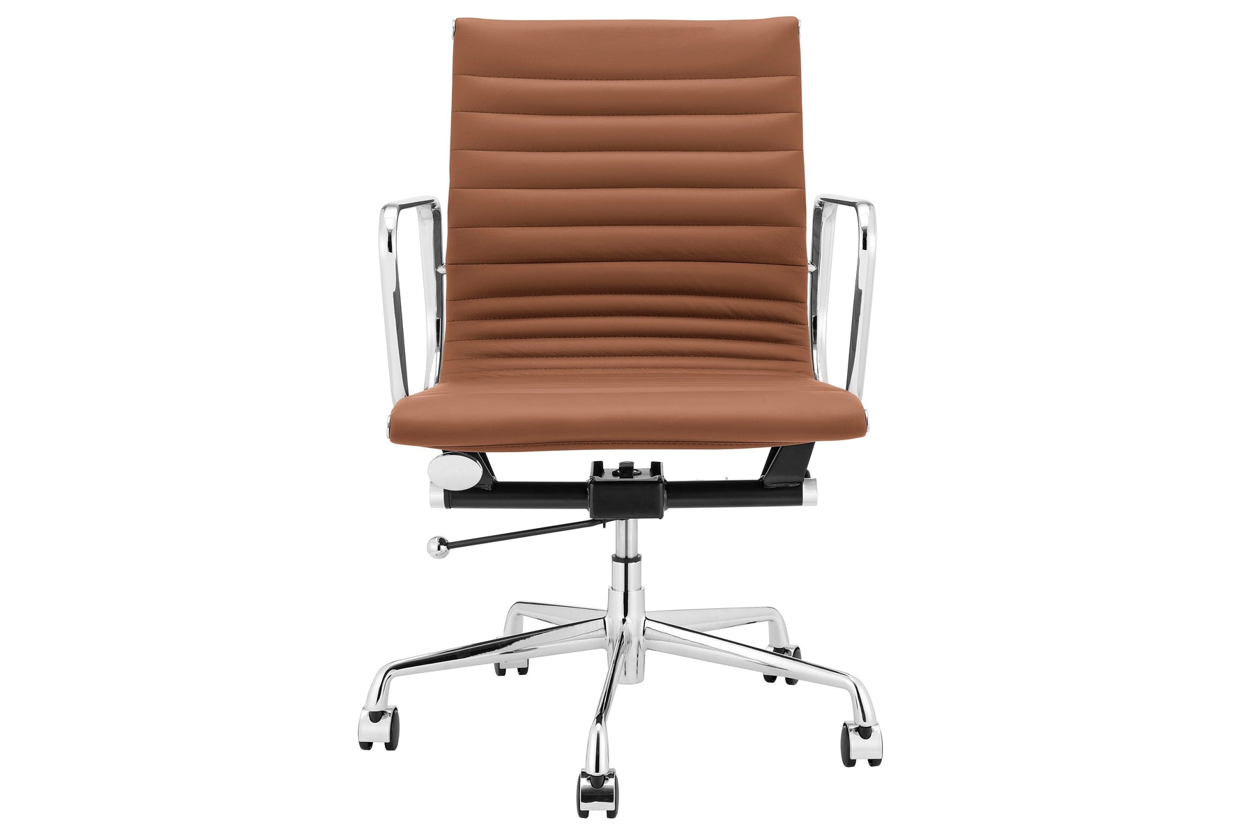 Matt Blatt Eames Premium Replica Low Back Office Chair Genuine Leather (Tan/Chrome)