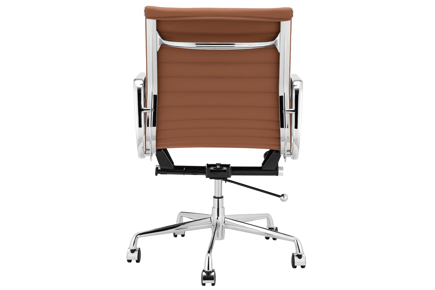 Matt Blatt Eames Premium Replica Low Back Office Chair Genuine Leather (Tan/Chrome)
