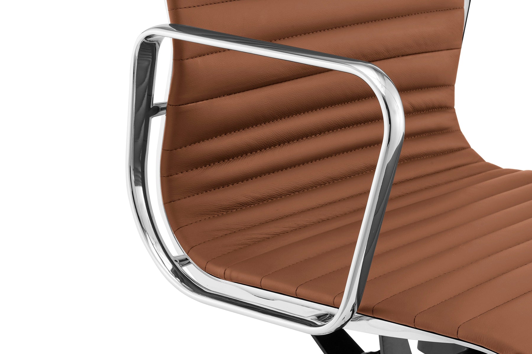 Matt Blatt Eames Premium Replica Low Back Office Chair Genuine Leather (Tan/Chrome)