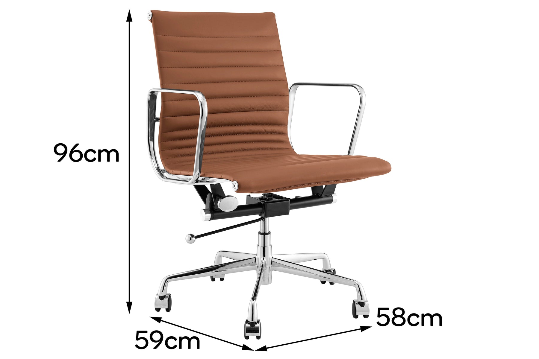Matt Blatt Eames Premium Replica Low Back Office Chair Genuine Leather (Tan/Chrome)