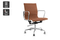 Matt Blatt Eames Premium Replica Low Back Office Chair Genuine Leather (Tan/Chrome)