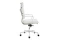 Matt Blatt Eames Premium Replica High Back Soft Pad Office Chair Genuine Leather (White/Chrome)