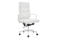 Matt Blatt Eames Premium Replica High Back Soft Pad Office Chair Genuine Leather (White/Chrome)