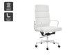 Matt Blatt Eames Premium Replica High Back Soft Pad Office Chair Genuine Leather (White/Chrome)