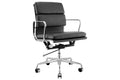 Matt Blatt Eames Replica Low Back Soft Pad Leather Office Chair (Black / Chrome)
