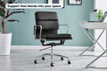 Matt Blatt Eames Replica Low Back Soft Pad Leather Office Chair (Black / Chrome)