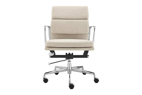 Matt Blatt Eames Premium Replica Low Back Soft Pad Office Chair Fabric (Beige/Chrome)