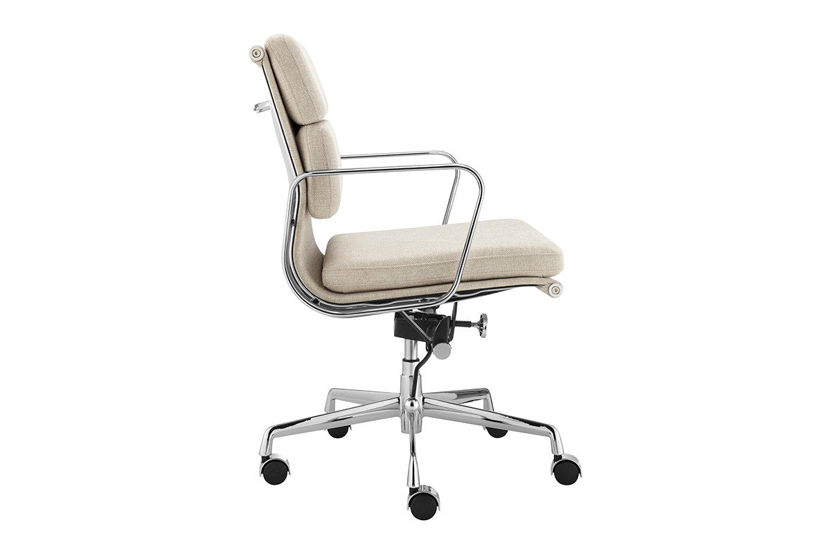 Matt Blatt Eames Premium Replica Low Back Soft Pad Office Chair Fabric (Beige/Chrome)