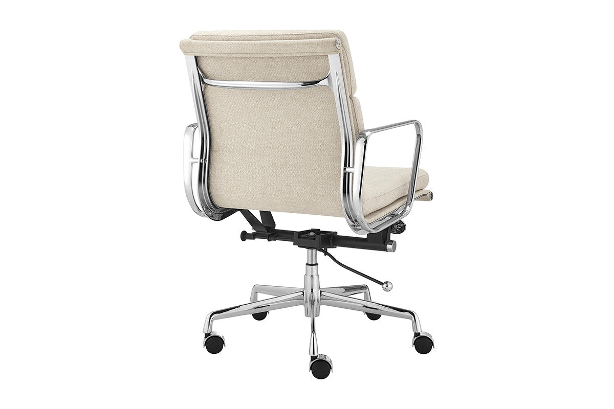 Matt Blatt Eames Premium Replica Low Back Soft Pad Office Chair Fabric (Beige/Chrome)