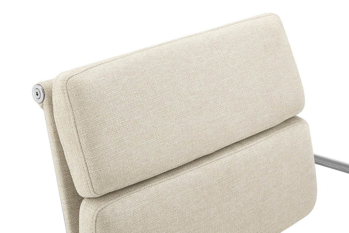 Matt Blatt Eames Premium Replica Low Back Soft Pad Office Chair Fabric (Beige/Chrome)