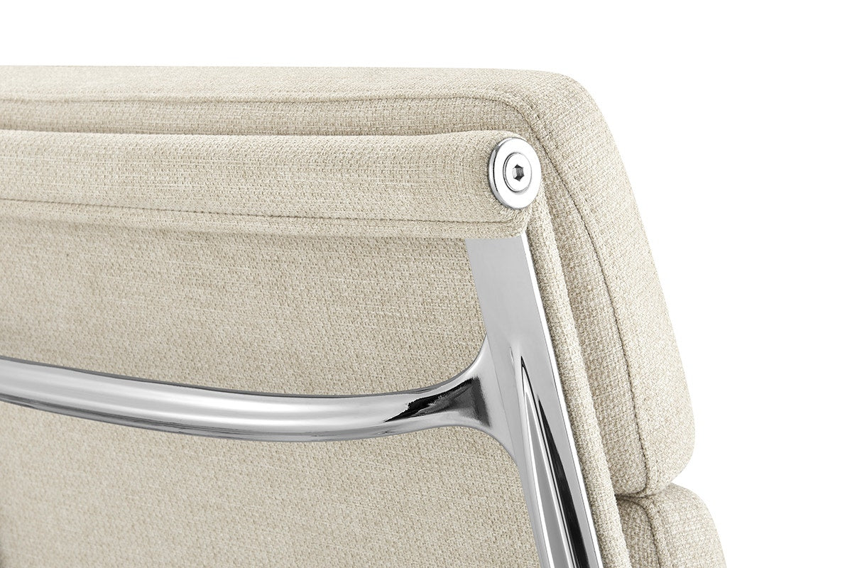 Matt Blatt Eames Premium Replica Low Back Soft Pad Office Chair Fabric (Beige/Chrome)