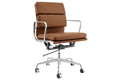 Matt Blatt Eames Premium Replica Low Back Soft Pad Office Chair Genuine Leather (Tan/Chrome)
