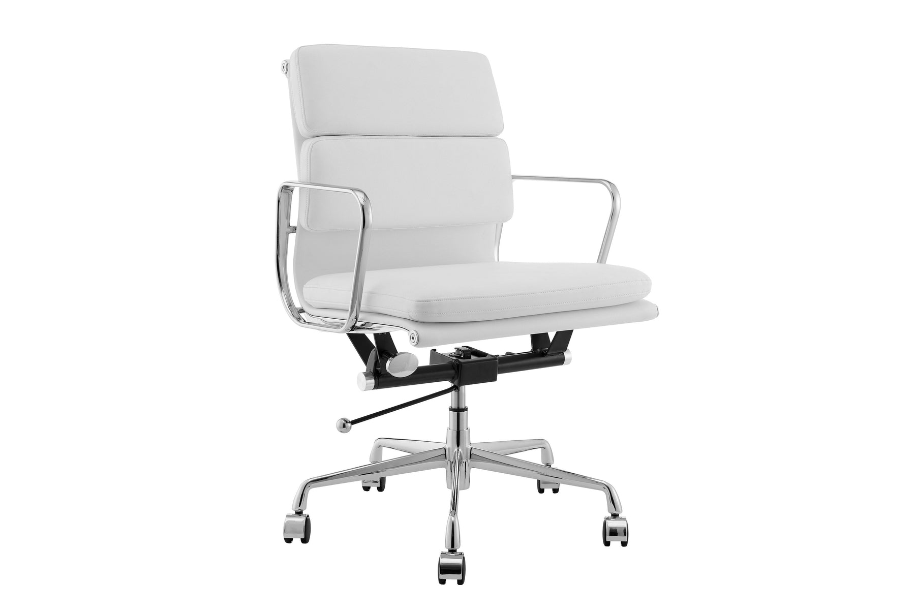 Matt Blatt Eames Premium Replica Low Back Soft Pad Office Chair Genuine Leather (White/Chrome)