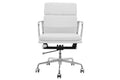 Matt Blatt Eames Premium Replica Low Back Soft Pad Office Chair Genuine Leather (White/Chrome)