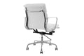 Matt Blatt Eames Premium Replica Low Back Soft Pad Office Chair Genuine Leather (White/Chrome)