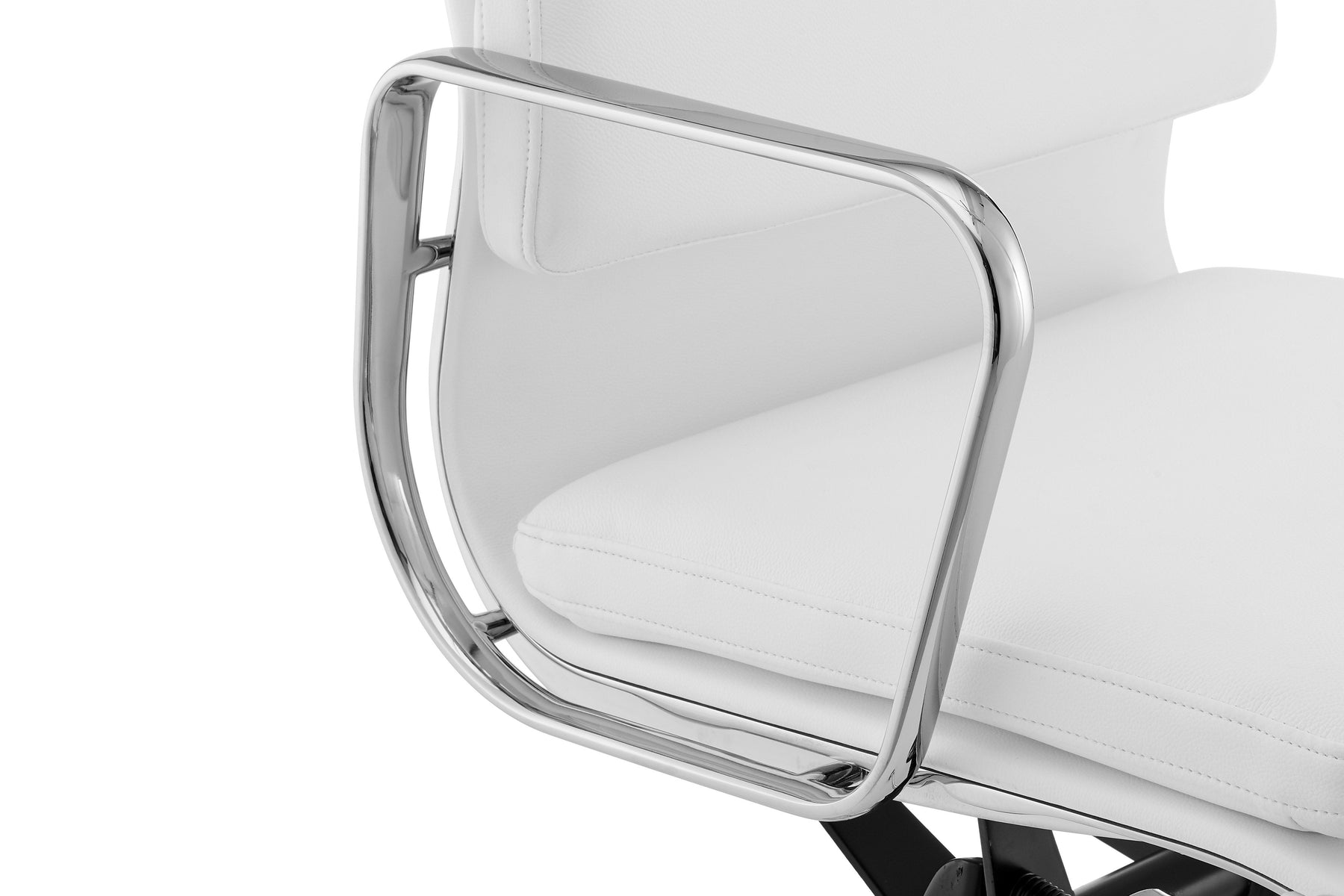 Matt Blatt Eames Premium Replica Low Back Soft Pad Office Chair Genuine Leather (White/Chrome)