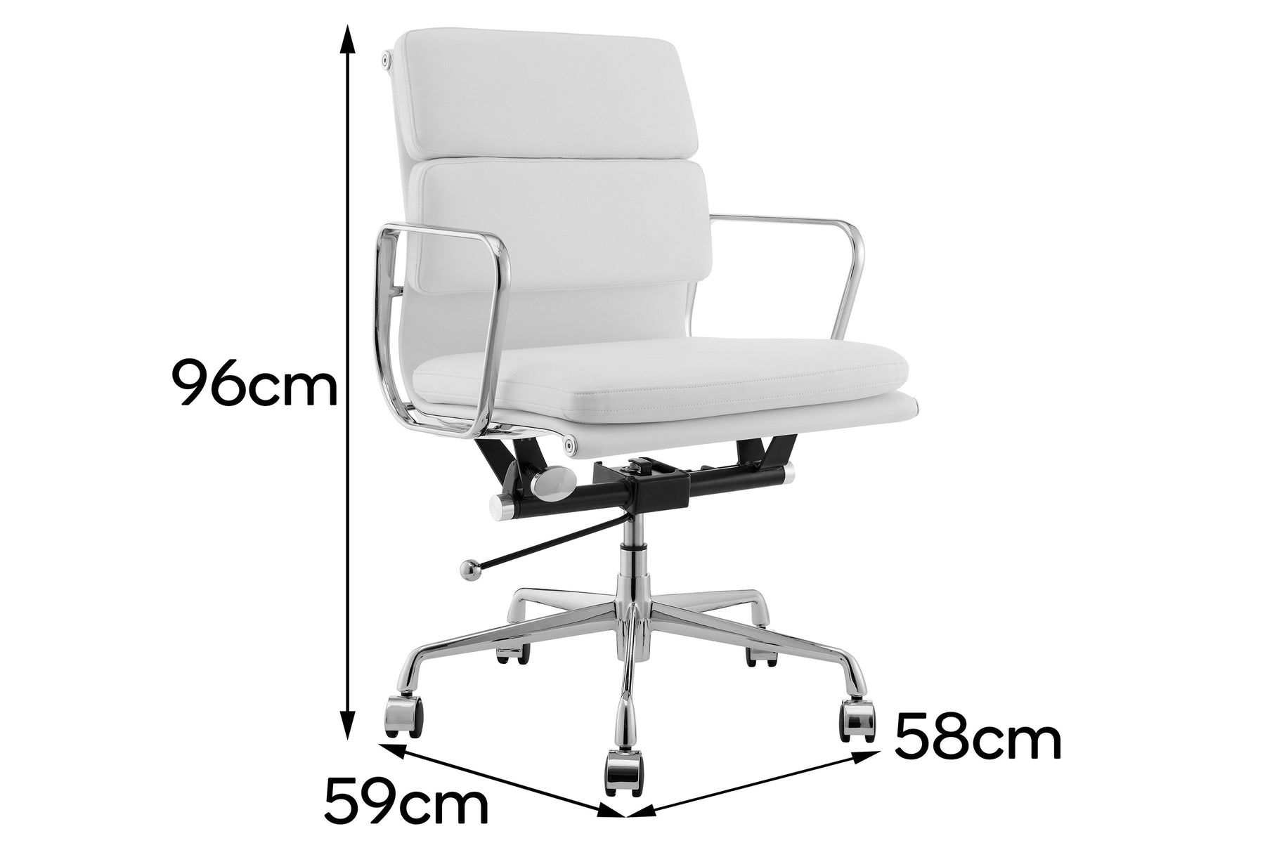 Matt Blatt Eames Premium Replica Low Back Soft Pad Office Chair Genuine Leather (White/Chrome)