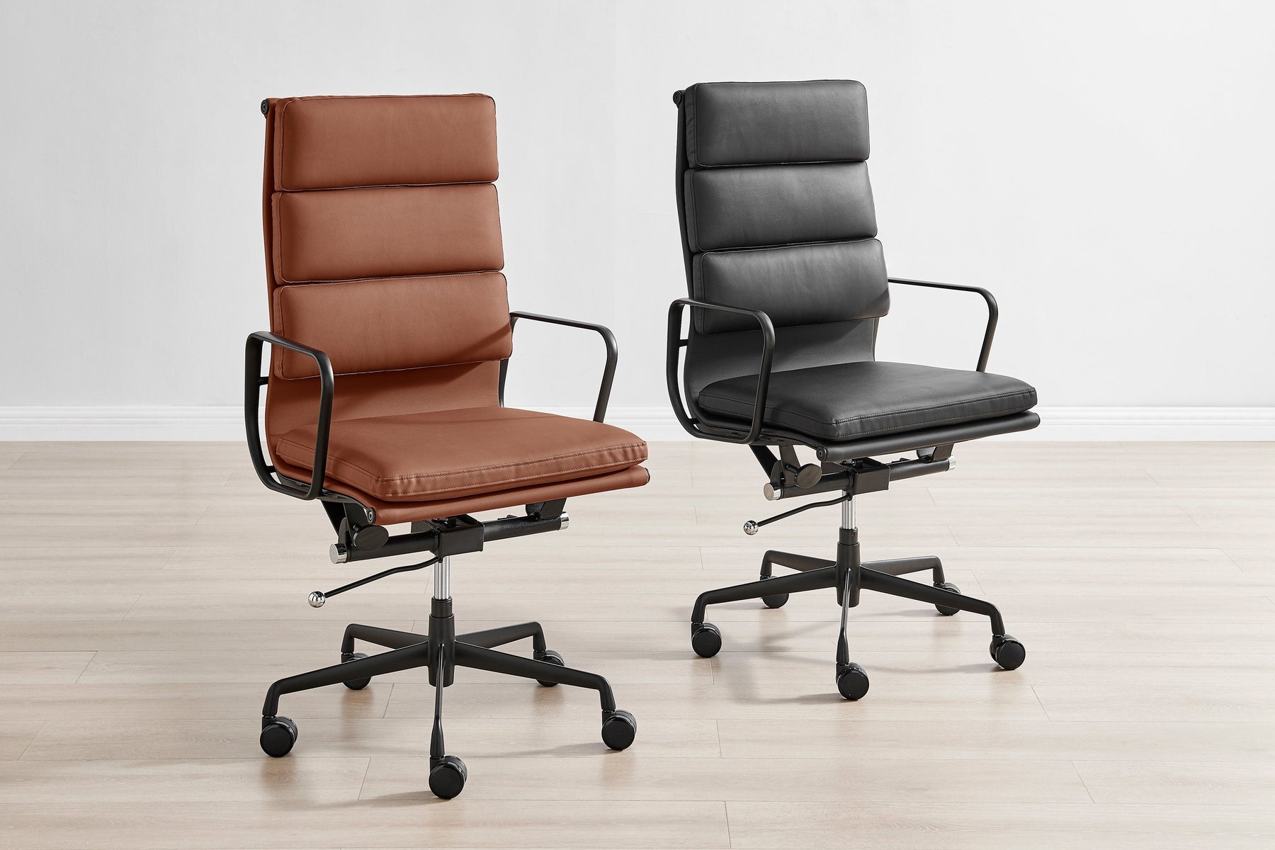 Matt Blatt Eames Premium Replica High Back Soft Pad Office Chair Genuine Leather (Tan/Black)