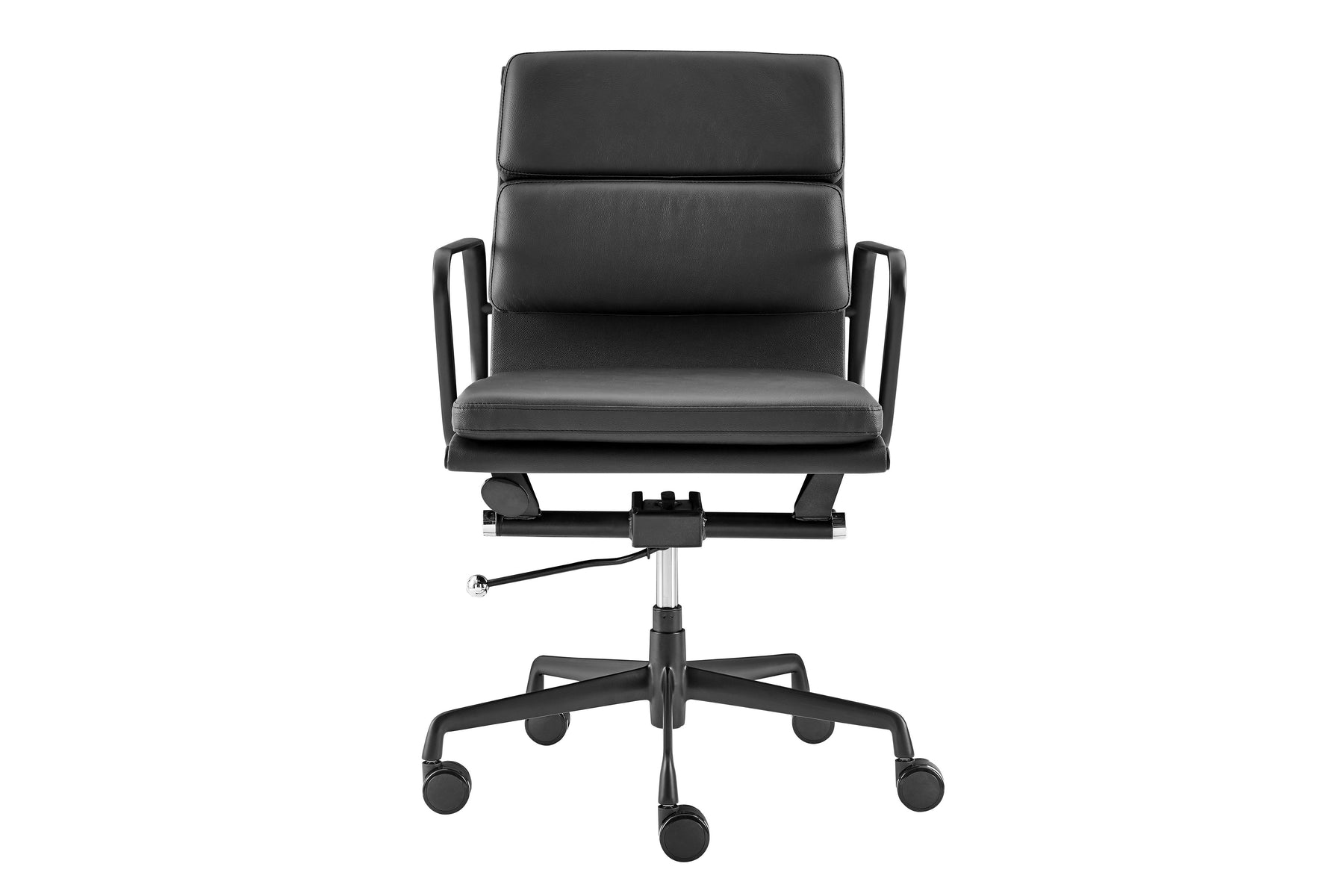 Matt Blatt Eames Replica Low Back Soft Pad Leather Office Chair (Black/Black)