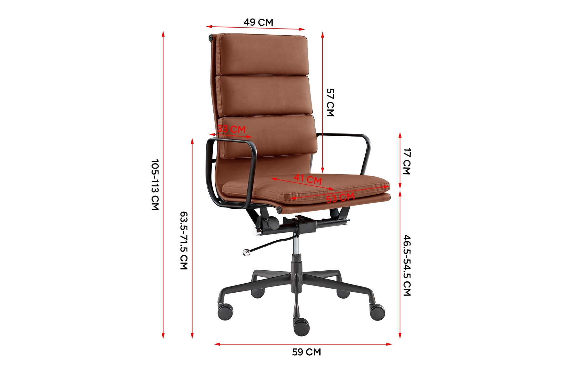 Matt Blatt Eames Premium Replica High Back Soft Pad Office Chair Genuine Leather (Tan/Black)
