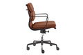 Matt Blatt Eames Premium Replica Low Back Soft Pad Office Chair Genuine Leather (Tan/Black)