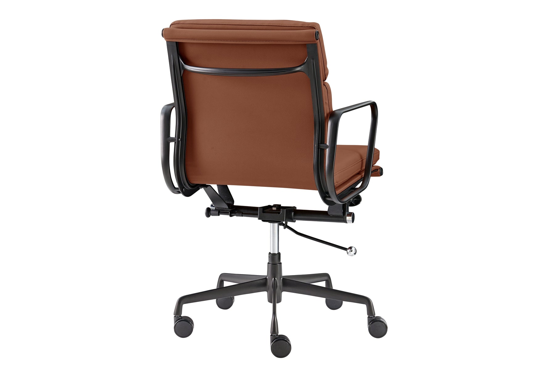 Matt Blatt Eames Premium Replica Low Back Soft Pad Office Chair Genuine Leather (Tan/Black)