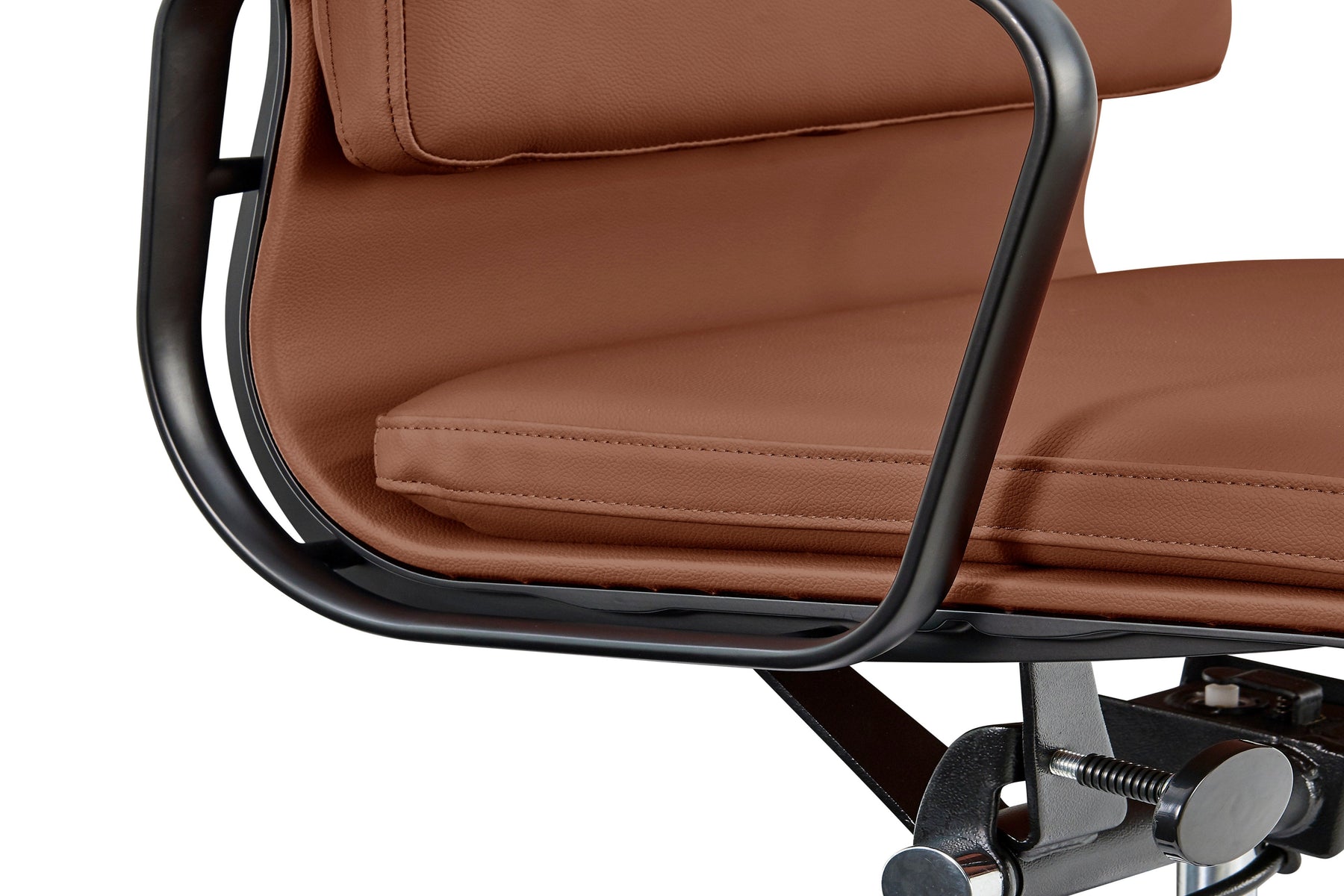 Matt Blatt Eames Premium Replica Low Back Soft Pad Office Chair Genuine Leather (Tan/Black)