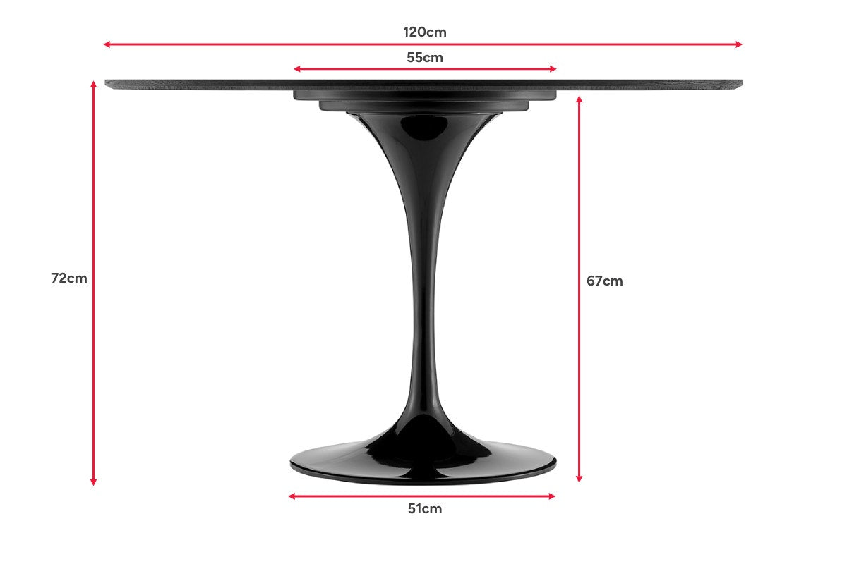 Matt Blatt Eero Saarinen Round Tulip Dining Table in Black Ash Veneer Replica (Black, 120cm)